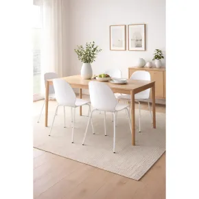 Sedia Cucina Moderna in Plastica Bianco con Gambe in Metallo Bianco 2