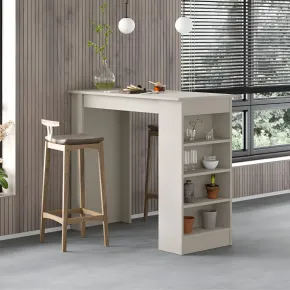 Penisola Cucina Alta 117x54 cm Tavolo Snack Beige Ripiani Salvaspazio 2