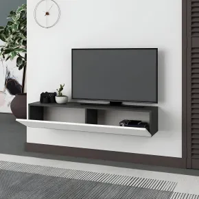 Mobile Porta TV Sospeso Bianco Antracite con Ante a Ribalta Salvaspazio 2