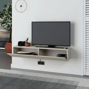 Mobile Porta TV Sospeso Beige con Ante a Ribalta Salvaspazio Moderno 2