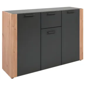 Madia Soggiorno Moderna 3 Ante 1 Cassetto Credenza Rovere Antracite