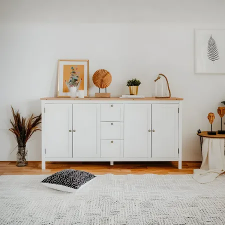 Credenza Madia con Cassetti Mobile Buffet Madia Bianca da Soggiorno