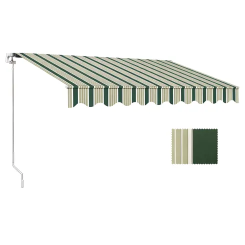 Tenda da Sole 400x300 Rigata Verde Bianco Barra Quadra Avvolgibile