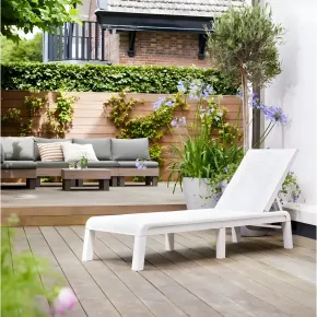 Lettino Prendisole Pieghevole da Esterno Bianco Resina Resistente UV 2
