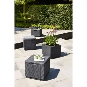 Tavolino Termico Contenitore Porta Ghiaccio da Esterno Grafite Rattan 2