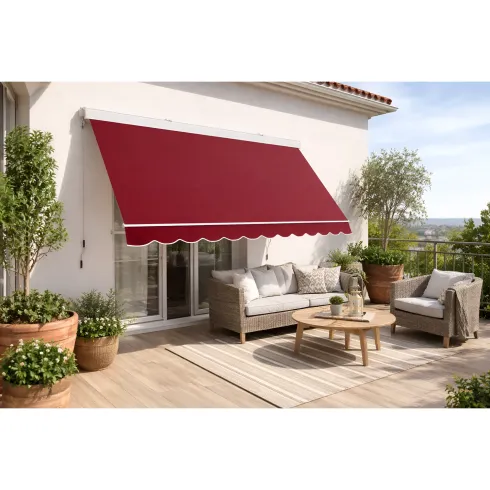 Tenda da Sole 300x300 Rosso Ferrara Cassonata a Caduta Bracci Esterno