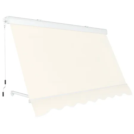 Tenda da Sole 300x300 Beige Cassonata a Caduta con Bracci da Esterno