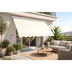 Tenda da Sole 300x300 Beige Cassonata a Caduta con Bracci da Esterno 2