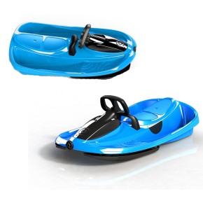 Bob Biposto Stratos Blu con Volante e Freno a Molla Slittino Neve Max 120kg
