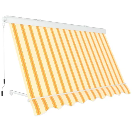 Tenda da Sole a Caduta 80x250 Rigato Giallo Bianco Cassonata da Esterno