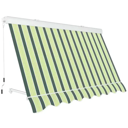 Tenda da Sole a Caduta con Bracci 80x250 Riga Verde Cassonata