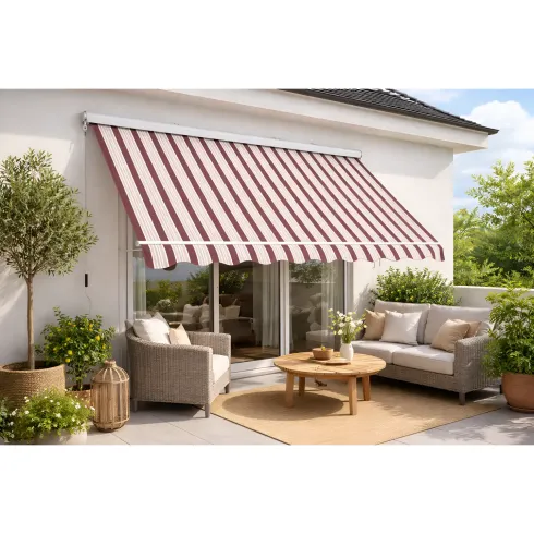 Tenda da Sole a Caduta Cassonata 80x250 Riga Rossa con Bracci