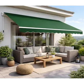 Tenda da Sole Balcone Verde 400x300 Avvolgibile Barra Quadra 2