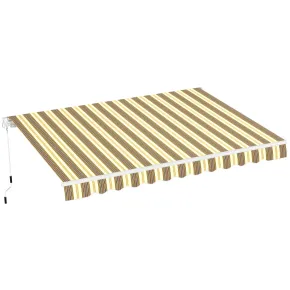 Tenda da Sole 400x300 Rigato Beige a Barra Quadra Avvolgibile Esterno
