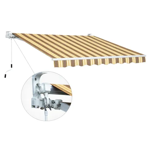 Tenda da Sole 400x300 Rigato Beige a Barra Quadra Avvolgibile Esterno
