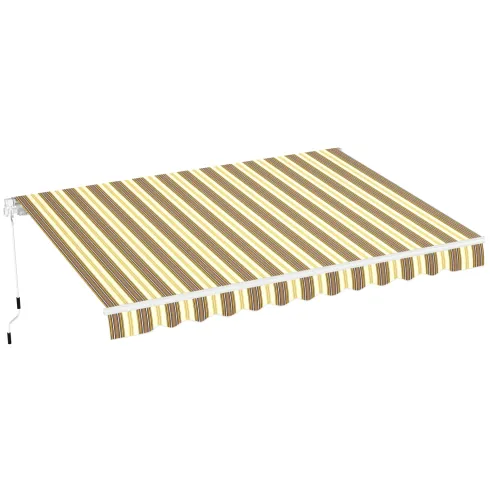 Tenda da Sole 200x150 Rigato Beige a Barra Quadra Avvolgibile Esterno