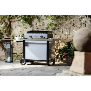 Carrello Barbecue Acciaio Pieghevole 120x63x73 cm Compatibile Ruote 2