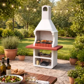 Barbecue in Muratura a Carbonella Legna con Griglia da Giardino 2