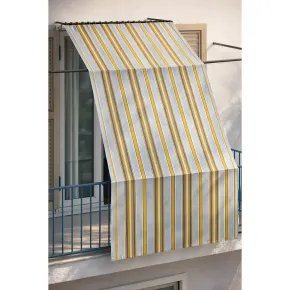 Tenda da Sole Cotone 140x250 Multiriga Giallo Lavabile Anelli Ganci 2