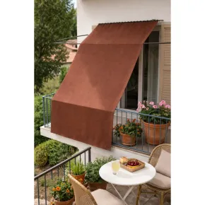 Tenda da Sole Cotone 140x350 Marrone Lavabile Anelli Ganci Sacchetto 2