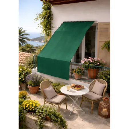 Tenda da Sole Cotone 140x350 Verde Lavabile Anelli Ganci Sacchetto