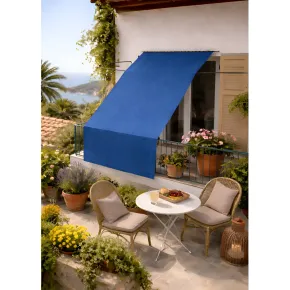 Tenda da Sole Cotone 140x300 Blu Lavabile Anelli Ganci Sacchetto 2