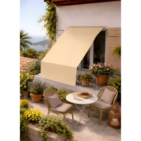 Tenda da Sole Cotone 140x350 Beige Lavabile Anelli Ganci Sacchetto 2