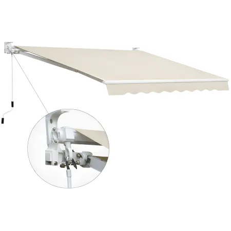 Tenda da Sole Beige 300x200 a Barra Quadra Avvolgibile Bracci Retrattili