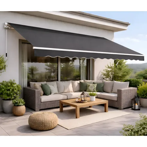 Tenda da Sole Antracite 300x200 a Barra Quadra con Bracci Retrattili