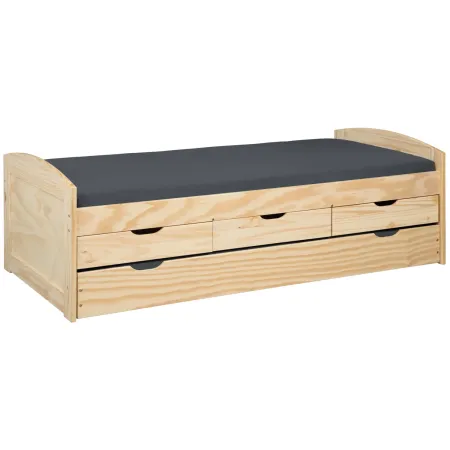 Divano Letto 2 Letti Singoli a doghe 90x200 con Cassetti Contenitore Estraibile
