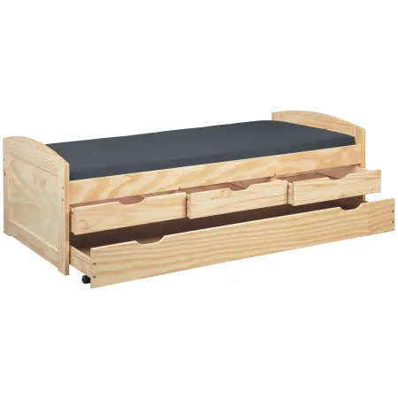 Divano Letto 2 Letti Singoli a doghe 90x200 con Cassetti Contenitore Estraibile