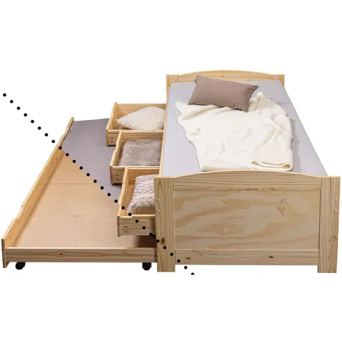 Divano Letto 2 Letti Singoli a doghe 90x200 con Cassetti Contenitore Estraibile