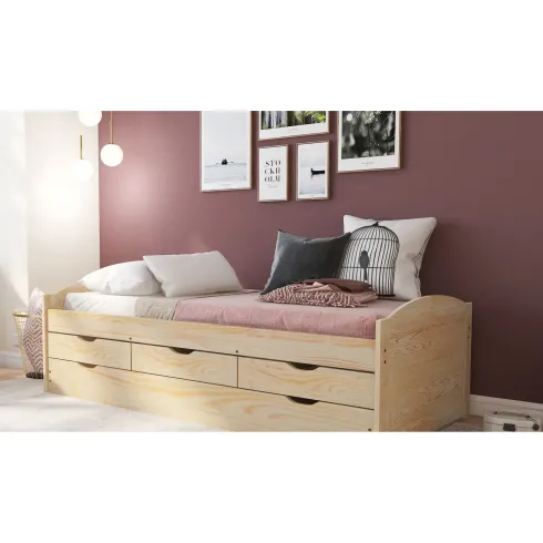 Divano Letto 2 Letti Singoli a doghe 90x200 con Cassetti Contenitore Estraibile