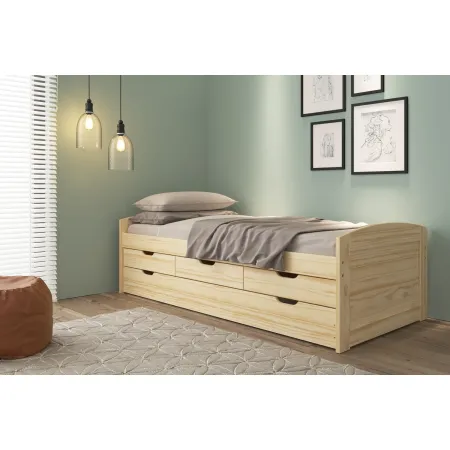 Divano Letto 2 Letti Singoli a doghe 90x200 con Cassetti Contenitore Estraibile