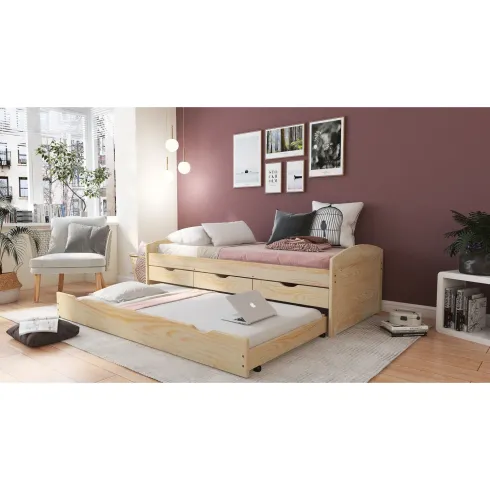 Divano Letto 2 Letti Singoli a doghe 90x200 con Cassetti Contenitore Estraibile