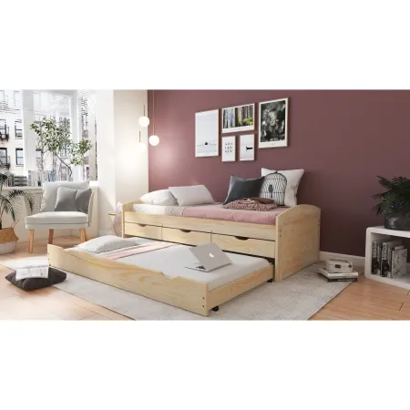 Divano Letto 2 Letti Singoli a doghe 90x200 con Cassetti Contenitore Estraibile