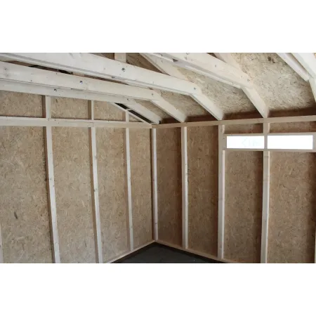 Garage in Legno Grezzo 368x354 cm a Pannelli Box con Porta Elettrica