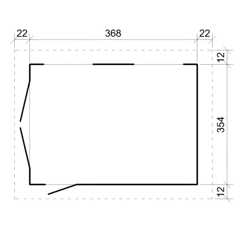 Garage in Legno Grezzo 368x354 cm a Pannelli Box con Porta Elettrica