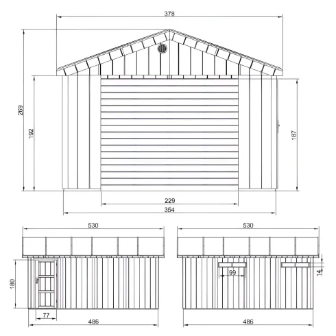 Garage in Legno 354x486 cm Box Auto Moto 17 m2 Rosso a Pannelli