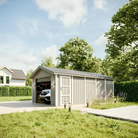 Garage in Legno 3x6 Grigio Scuro Box Auto da Esterno 21 m2 a Pannelli
