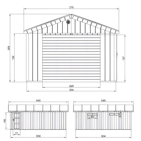 Garage in Legno 3x6 Grigio Scuro Box Auto da Esterno 21 m2 a Pannelli