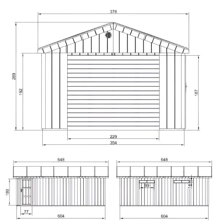 Garage in Legno 3x6 Grigio Scuro Box Auto da Esterno 21 m2 a Pannelli