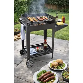 Barbecue a Carbone da Esterno con Griglia Regolabile in Acciaio Cromato 2