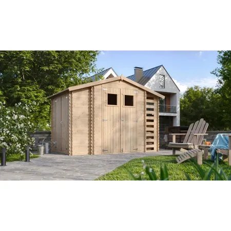 Casetta in Legno 328x206x218 cm Box Legnaia con Pavimento