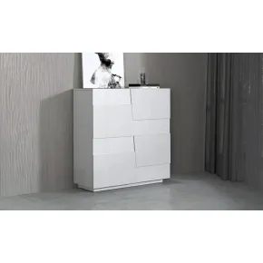 Madia Alta Bianco Laccato Credenza 4 Ante 3 Ripiani Legno Salvaspazio 2