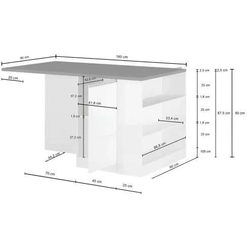 Isola Cucina 2 Ante Bianco Report 160x90x90 cm con Vani a Giorno