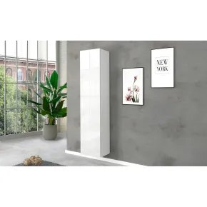 Colonna Armadio Multiuso Bianco Lucido 4 Ripiani 40x30x180 cm Moderno 2
