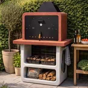 Forno a Carbonella Legna Cucina in Cemento Esterno Componibile Barbecue 2