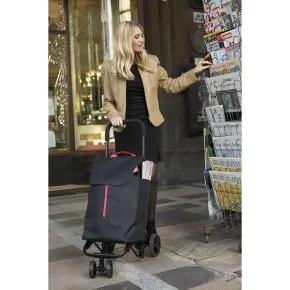 Carrello Spesa Gimi 4 Ruote Pieghevole XL 50L Nero Tasca Interna 2
