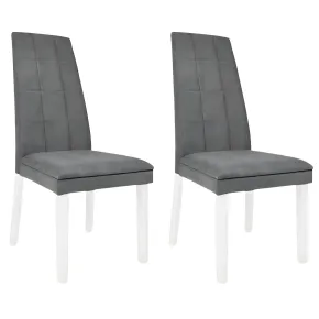 Set 2 Sedie Seduta in Tessuto Grigio Gambe Legno Bianco 46x59,5x101 cm